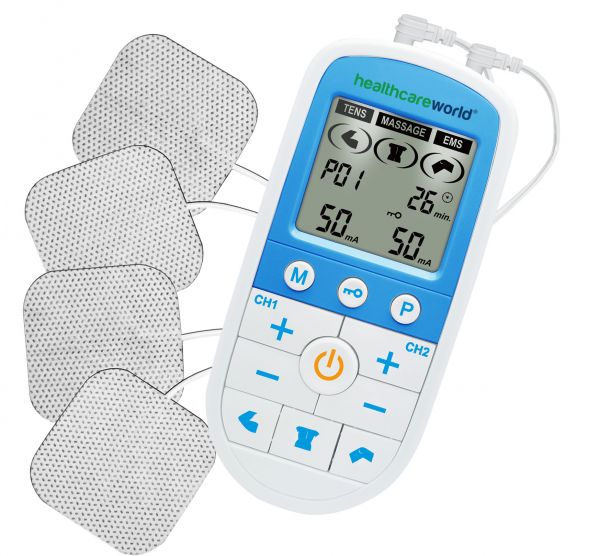 TENS and EMS Machine for Back Pain Relief and Muscle Spasm Relief and Joint  Pain Relief and Sports Injury Relief and Fibromyalgia Pain Relief and  chronic pain Healthcare World