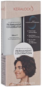 Keralock Permanent Hair Color, Dark Brown - 150ml, No Premix Needed, Reusable for Up to 4 Months - All-in-One Dye with Conditioner & Brush