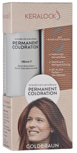 Keralock Permanent Hair Color, Golden Brown - 150ml, No Premix Needed, Reusable for Up to 4 Months - All-in-One Dye with Conditioner & Brush