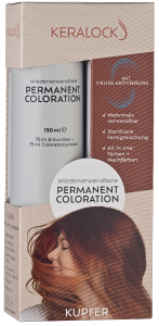 Keralock Permanent Hair Color, Copper - 150ml, No Premix Needed, Reusable for Up to 4 Months - All-in-One Dye with Conditioner & Brush