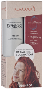 Keralock Permanent Hair Color, Ruby Red - 150ml, No Premix Needed, Reusable for Up to 4 Months - All-in-One Dye with Conditioner & Brush