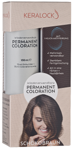 Keralock Permanent Hair Color, Chocolate Brown - 150ml, No Premix Needed, Reusable for Up to 4 Months - All-in-One Dye with Conditioner & Brush