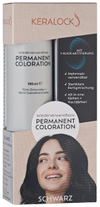 Keralock Permanent Hair Color, Black - 150ml, No Premix Needed, Reusable for Up to 4 Months - All-in-One Dye with Conditioner & Brush